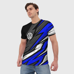 Мужская футболка 3D Volkswagen - Синяя абстракция - фото 2