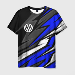 Мужская футболка 3D Volkswagen - Синяя абстракция