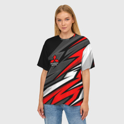 Женская футболка oversize 3D Митсубиси - красный спортивный - фото 2