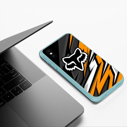 Чехол для iPhone XS Max матовый Fox motocross racing - orange, цвет мятный - фото 5