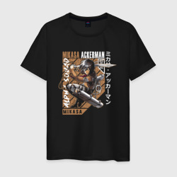 Mikasa Ackerman арт – Мужская футболка хлопок с принтом купить со скидкой в -20%