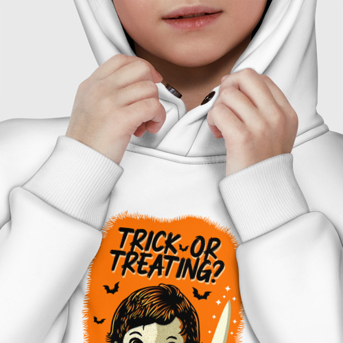 Детское худи Oversize хлопок Хэллоуин: Trick or treating?, цвет белый - фото 7