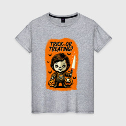 Женская футболка хлопок Хэллоуин: Trick or treating?