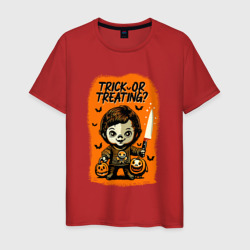 Мужская футболка хлопок Хэллоуин: Trick or treating?