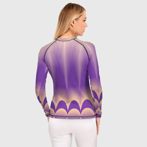 Женский рашгард 3D с принтом Фиолетовый градиент в полоску, вид сзади #2