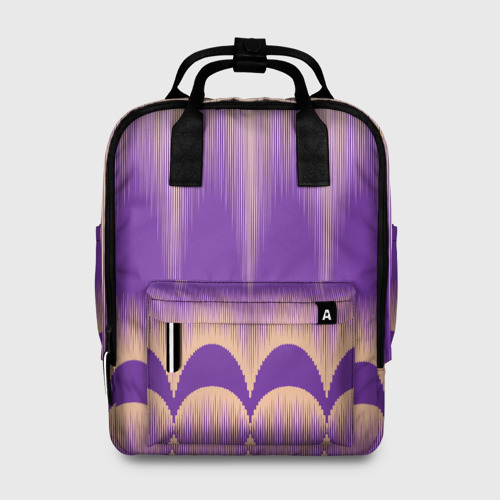 Женский рюкзак 3D с принтом Фиолетовый градиент в полоску, вид спереди #2