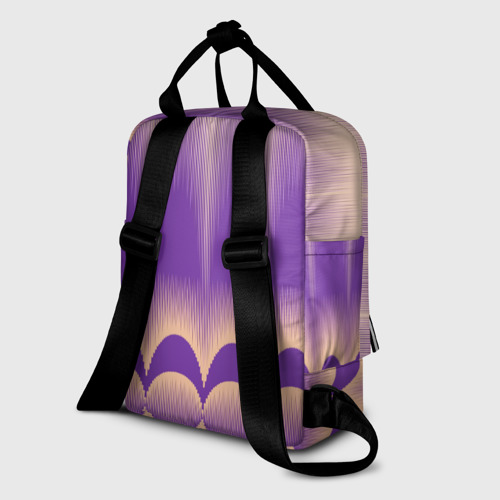 Женский рюкзак 3D с принтом Фиолетовый градиент в полоску, вид сзади #1