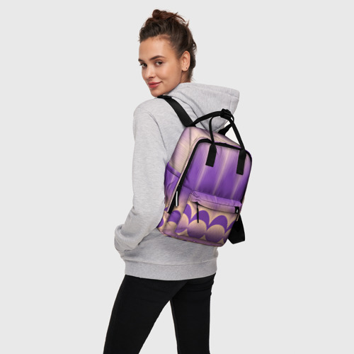 Женский рюкзак 3D с принтом Фиолетовый градиент в полоску, вид сбоку #3