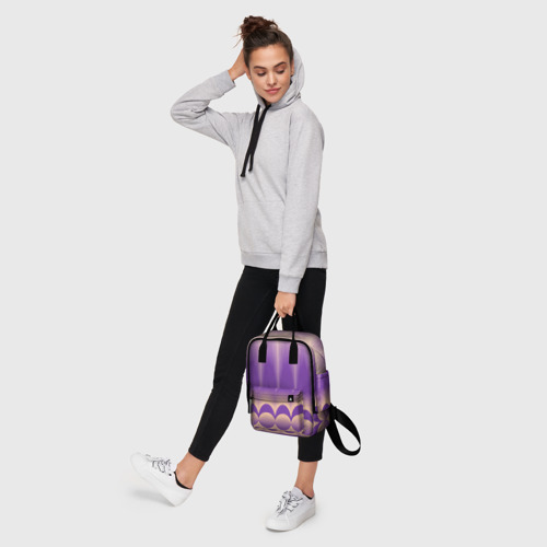 Женский рюкзак 3D с принтом Фиолетовый градиент в полоску, фото #4
