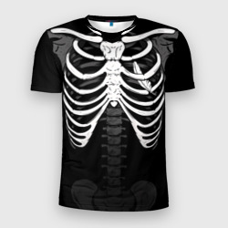 Мужская футболка 3D Slim Скелет: ребра с пером