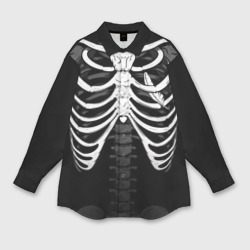 Женская рубашка oversize 3D Скелет: ребра с пером