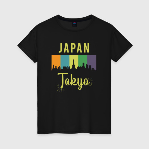Женская футболка хлопок с принтом Токио Япония, вид спереди #2