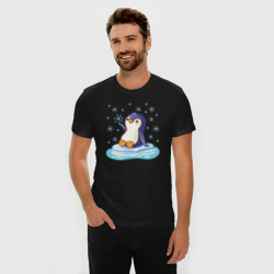 Мужская футболка хлопок Slim Пингвин на льдине - фото 2