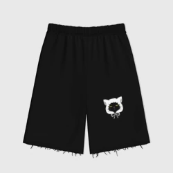 Женские шорты oversize футер хлопок Кот в капюшоне - домохозяин