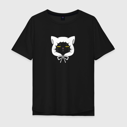 Мужская футболка хлопок Oversize с принтом Кот в капюшоне - домохозяин, вид спереди #2