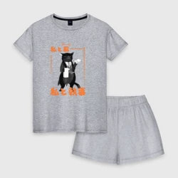 Женская пижама с шортиками хлопок Кот дворецкий