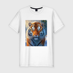 Мужская футболка хлопок Slim Уссурийский тигр в тайге