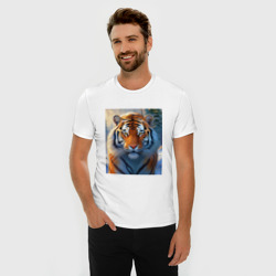 Мужская футболка хлопок Slim Уссурийский тигр в тайге - фото 2