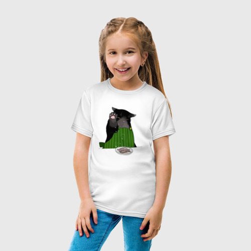 Детская футболка хлопок Кот повар, цвет белый - фото 5