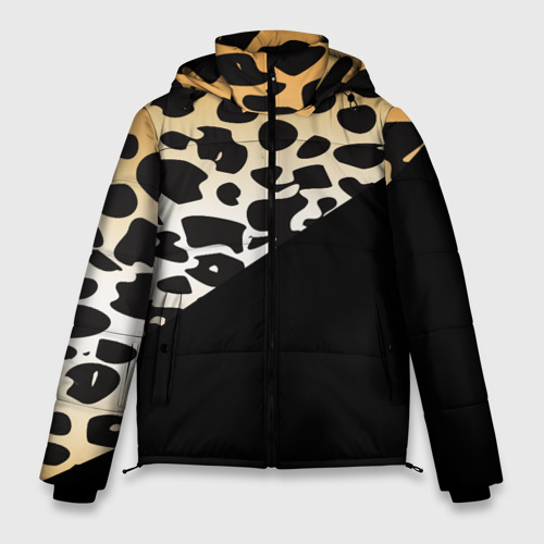 Мужская зимняя куртка 3D Леопардовые пятна с черным цветом, цвет черный