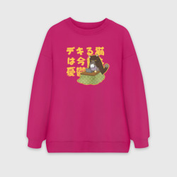 Женский свитшот oversize без начеса хлопок Саку и Юкичи - Кот мастер на все лапки