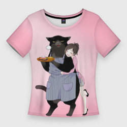 Женская футболка 3D Slim Кот домохозяин