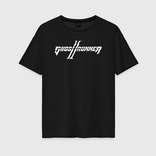 Женская футболка хлопок Oversize Ghostrunner 2 logo, цвет черный