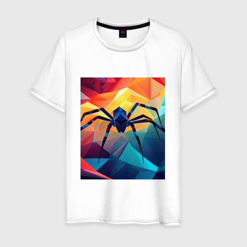 Мужская футболка из хлопка с принтом Синий паук, вид спереди №1