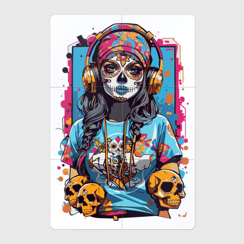 Магнитный плакат 2Х3 Девушка с черепами в стиле Калавера