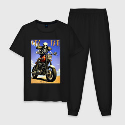 Мужская пижама хлопок Crazy racer - skeleton - motorcycle
