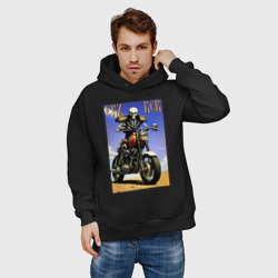 Мужское худи Oversize хлопок Crazy racer - skeleton - motorcycle - фото 2