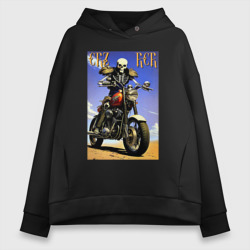 Женское худи Oversize хлопок Crazy racer - skeleton - motorcycle