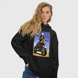 Женское худи Oversize хлопок Crazy racer - skeleton - motorcycle - фото 2