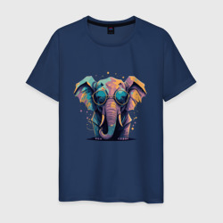 Мужская футболка хлопок Красочный слон в очках