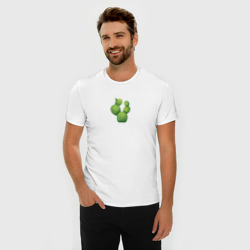 Мужская футболка хлопок Slim Милый акварельный кактус - фото 2