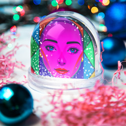 Игрушка Снежный шар Девушка с голубыми глазами и фиолетовым лицом - фото 2