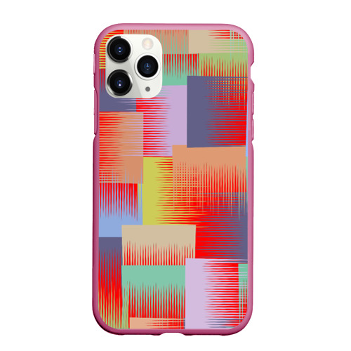 Чехол для iPhone 11 Pro Max матовый с принтом Веселая разноцветная клетка, вид спереди #2