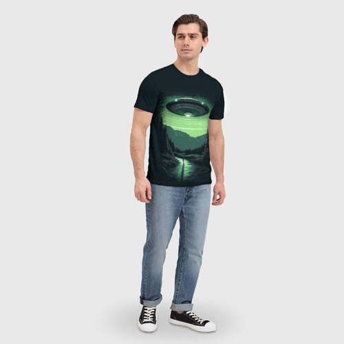 Мужская футболка 3D НЛО в лесу, цвет 3D печать - фото 5