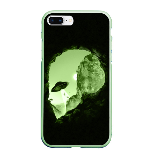 Чехол для iPhone 7Plus/8 Plus матовый с принтом Пещера в форме головы пришельца, вид спереди #2