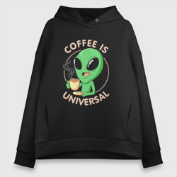 Женское светящееся худи Coffee is universal alien