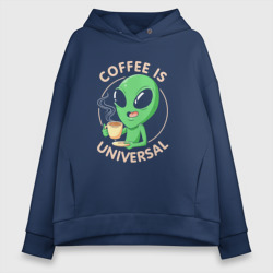 Женское светящееся худи Coffee is universal alien