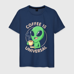 Светящаяся мужская футболка Coffee is universal alien