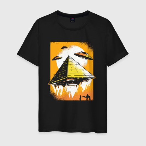 Светящаяся мужская футболка Запуск пирамиды, цвет черный