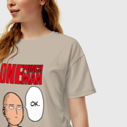 Женская футболка хлопок Oversize Saitama - one Punch man - фото 2