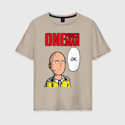 Женская футболка хлопок Oversize Saitama - one Punch man