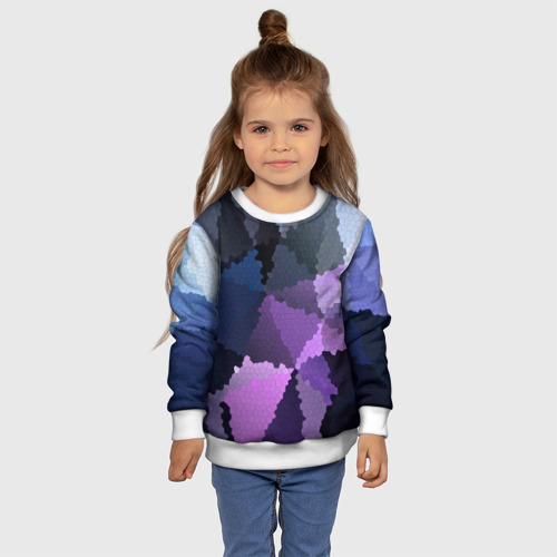 Детский свитшот 3D Сине розовый мозаичный узор, цвет 3D печать - фото 7