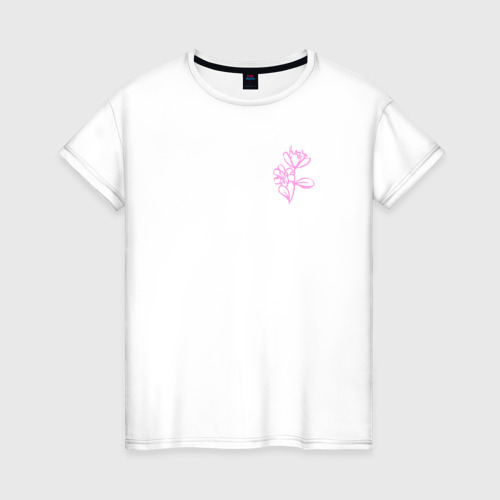 Светящаяся женская футболка Розовый цветок, цвет белый
