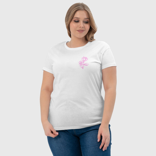 Светящаяся женская футболка Розовый цветок, цвет белый - фото 7