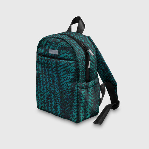 Детский рюкзак 3D с принтом Паттерн мозаика зелёный, вид сбоку #3