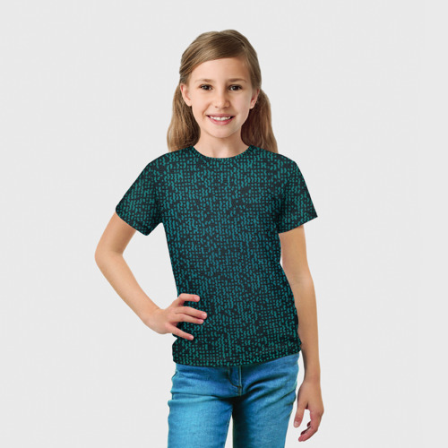 Детская футболка 3D Паттерн мозаика зелёный, цвет 3D печать - фото 5